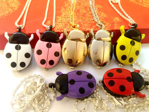 New Creative Fashion Small Ladybug Pocket Watch Fashion Accessories Pocket Watch Lovely With Luxury Necklace