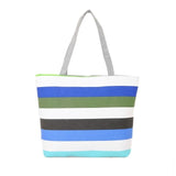 Women Summer Beach Shoulder Bag Handbag Fashion Strips Canvas Shopping Tote Zipper Large Capacity